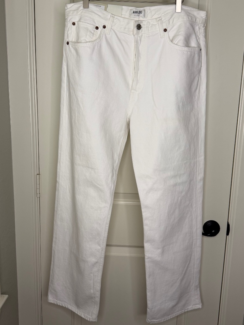 AGOLDE Fran Jean - Low Slung Easy Straight - Organic White Denim - Size 31